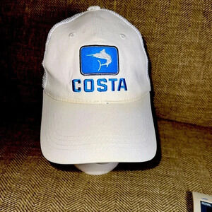 COSTA del mar white/blue ball cap hat snap back mesh